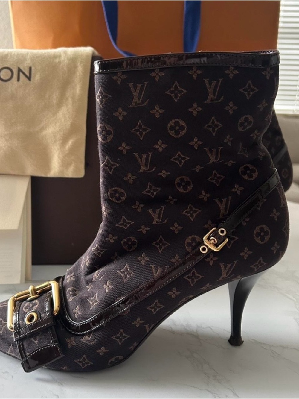 Louis Vuitton Mimosa Monogram Heeled Ankle Boots